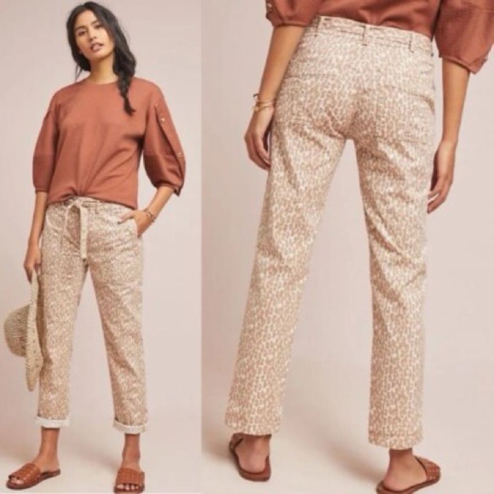 Anthropologie The Wanderer Animal Print Utility Pants With Belt Womens 28